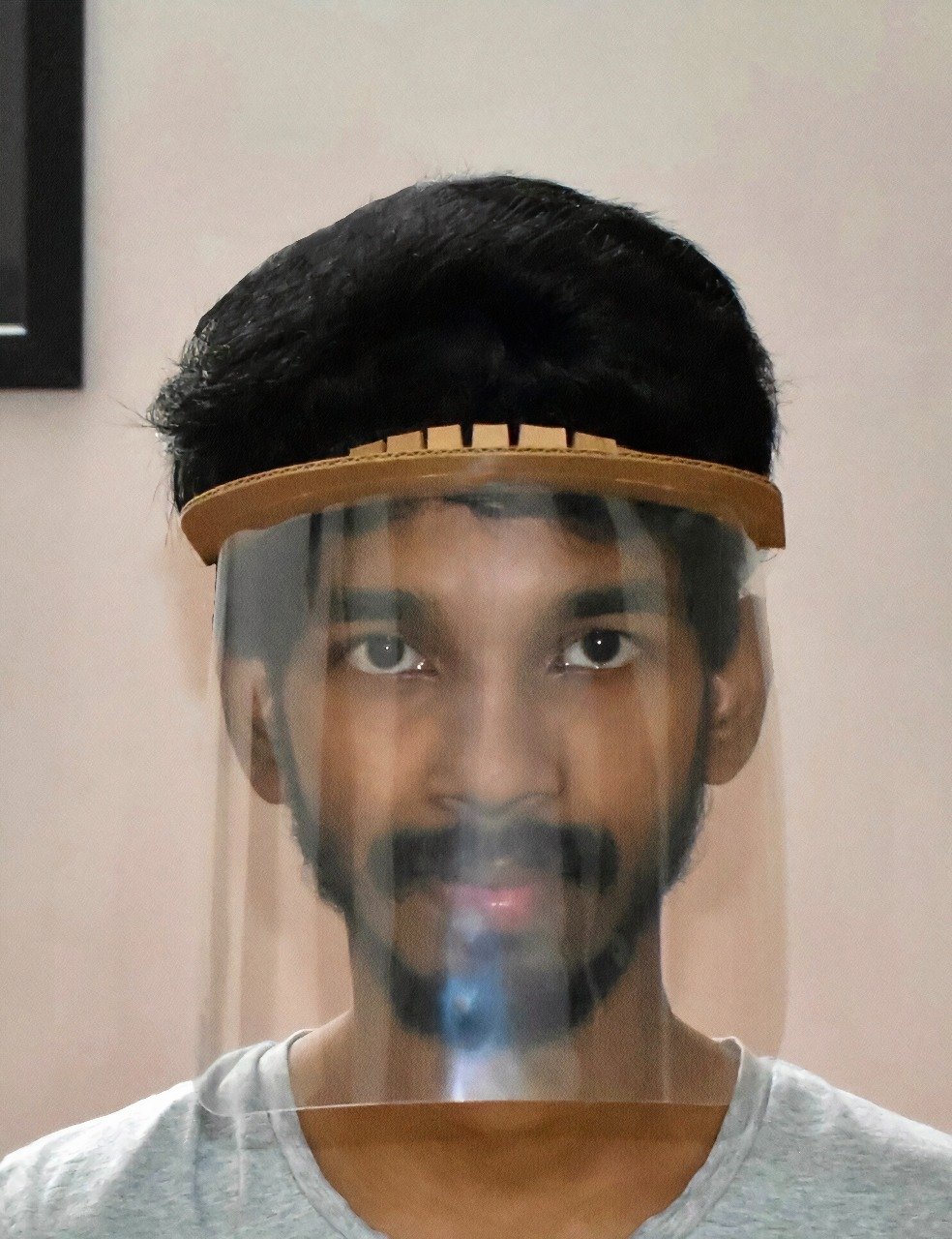 SRM-AP student P Mohan Aditya granted copyright for the design of Biodegradable “Face Shield for Humans”