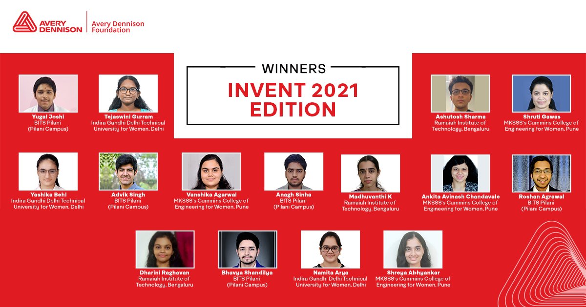 Avery Dennison 9th edition of its annual scholarship program ‘Spirit of Invention’ winners
